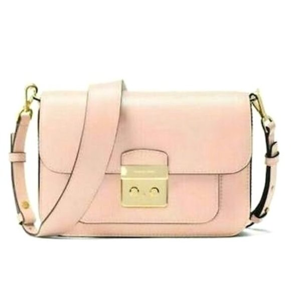 MICHAEL Kors Sloan Medium Leather Shoulder Bag Soft pink Dual Strap